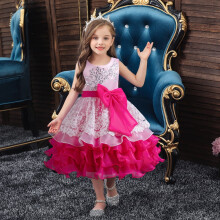 Girls' Ruffle Tutu Gown Sleeveless Lace Princess Dress with