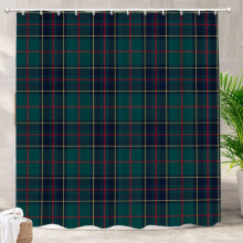Rideau de douche à carreaux tartan verts en polyester imperméable