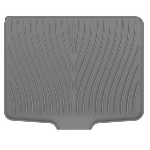 Tapete de silicone extra grande para secar louça, com borda elevada e extremidade aberta.