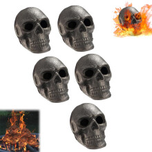 Tête de crâne squelette pour foyer, pierres de lave en forme de crâne, pierres ignifugées en forme de crâne pour Halloween (5 pièces) –