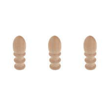 3St Onbewerkt Hout Finials Voor Gordijnroede, Trap & Bedframe