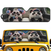 Panda-kuvioinen amerikkalaisen lipun värinen tuulilasin aurinkosuoja Jeep Wrangler TJ/JK/JKU (2D/4D) -malleihin, UV- ja lämpösuoja, yhteensopiva