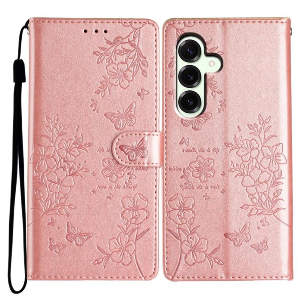 Butterflies & Flowers Pu Leather Flip Wallet Case With Strong Magnet, Card Slots, Â Compatible With Samsung Galaxy A56 5G 6.7" Pink 9193271098133
