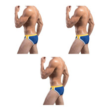 3Pcs Men's Triangle Swimming Pants Dark Blue Lightweight Beachwear
