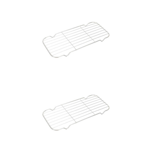 2Pièces Grille Friture Acier Sûr Four Réutilisable Argenté 2