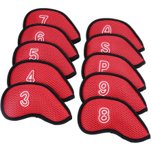 10Pcs/Pack New Meshy Golf Iron Covers Set Golf Club Head Cover Fit Most Irons,Red