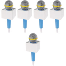 5Pcs Realistic Blue Plastic Fake Microphone Models for Stage and Decor