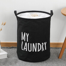 Canvas Laundry Bags, Large Heavy Duty Cotton Dirty Clothes Bag, Storage Bag with Fixed Drawstring Net, Handles, 43L L/Per Bag, 16” x 19.7” (Black)