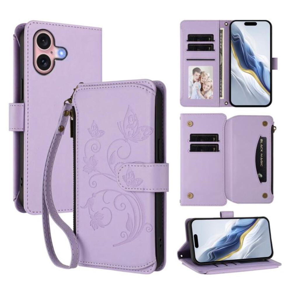 Iphone 16 Plus Magnetic Flip Stand Case With Light/Purple 913211567036