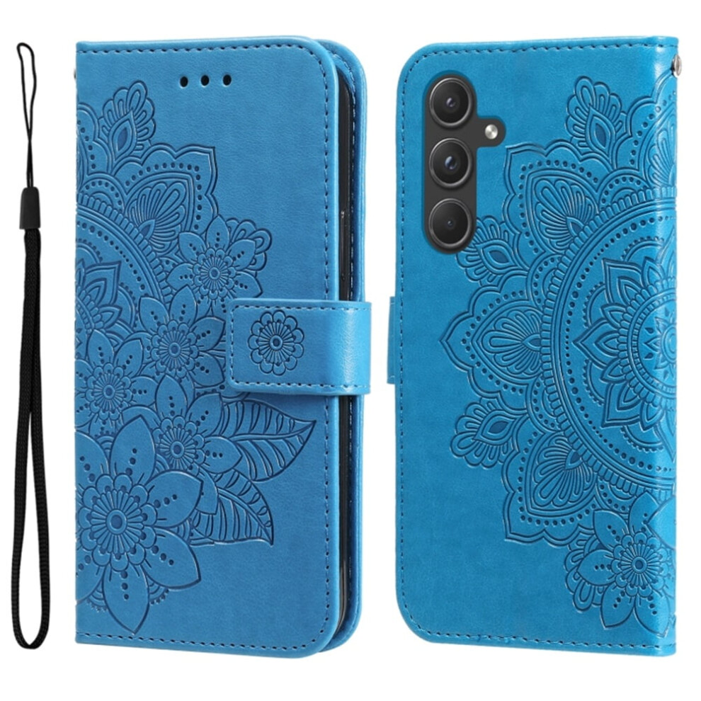 Pu Leather Flip Wallet Case With Magnetic Closure, Card Slots & Hanging Rope For Samsung Galaxy A35 5G (6.6") Â Compatible With Galaxy A35 (5G) Blue 9193271098652