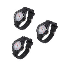 3St Comfortabele Zwarte Horloges Met Leren Band En Licht