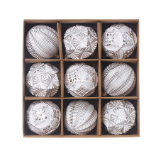 9pcs Exquisite design Christmas Tree Baubles Balls Party Wedding Home Decor Silver