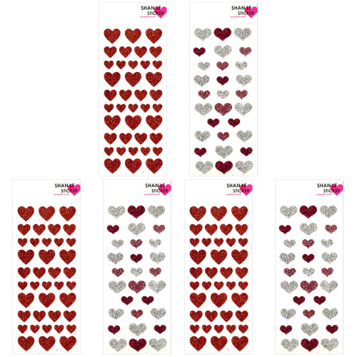 6Sheets DIY Heart Shape Stickers Creative Self-Adhesive Gift Decals 2