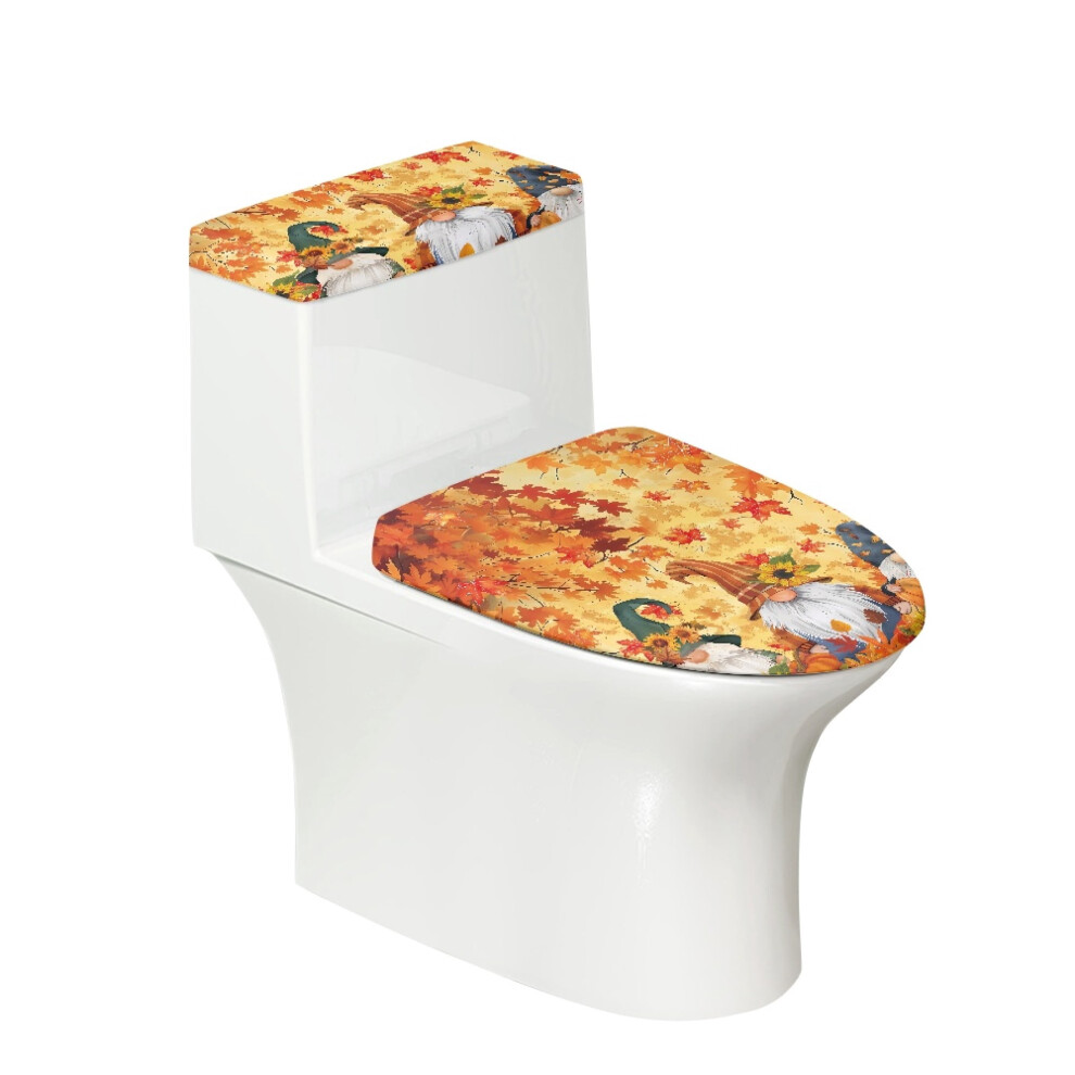 Autumn Fairy Tale Style Toilet Lid Dust Cover Set, Stretchy Fabric Washable Polyester Fabric Toilet Cover Set 9327961739741