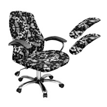 Hibiscus Print Office Chair Covers Set – Dustproof, Compatible with Rotating Chairs, Standard Size