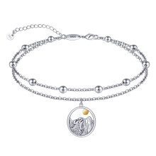 CHIC & ARTSY Ankle Bracelets for Women 925 Sterling Silver Anklets for Women Adjustable Hypoallergenic Layered Foot Chain with Mountain Wolf Anklet
