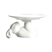Easter Bunny Cupcake Stand, 6-inch Ceramic Dessert Plate with Raised Edge – Compatible with Easter Decor