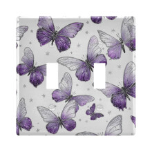 2-Gang Light Switch Wall Plate Outlet Cover for home electrical outlets Light Switch Cover Plates Lavender-colored Butterfly Pattern