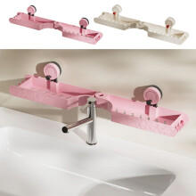 No-Drill Suction Cup Corner Shelf – Hollow Drainage, 5"x25", Pink, Compatible with Bathroom Walls & Showers