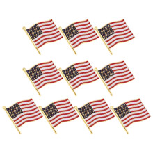 10pcs USA Flag Lapel Pins Patriotic Alloy Brooches Independence Day Badge for National Celebrations Sports Games Bags Clothes