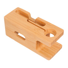Orange Bamboo Wood Phone Charging Dock with Stand for Nighttime