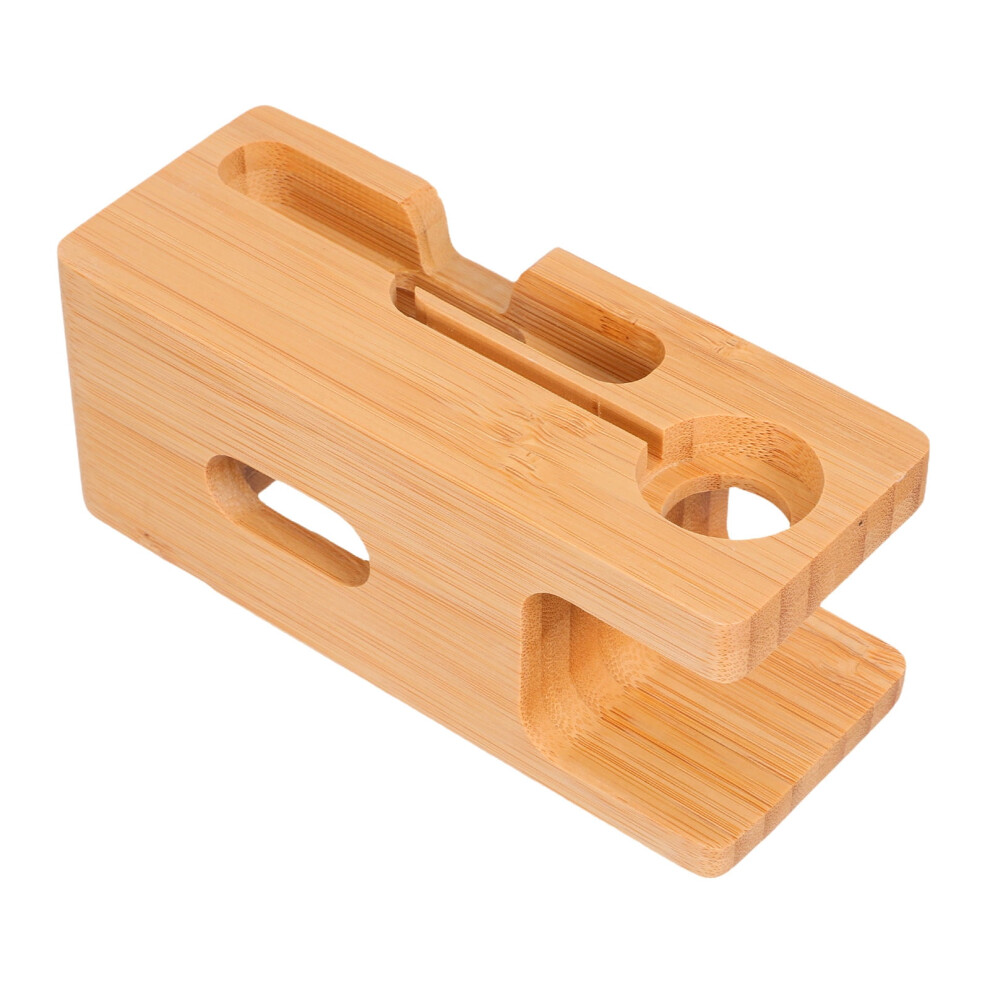Bamboo Wood Phone Charging Dock With Stand For Nighttime Orange 9353595655324