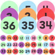 36Pcs Carpet Dots for Classroom Nylon Circular Assorted Color Number Learning Positioning Sticker