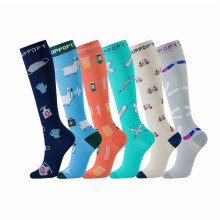 Compression Socks for Women Circulation Knee High 6 Pairs for Nurses, Running, Travel, Athletic，Christmas Day Gifts，Style 18