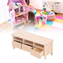 Miniature Birch TV Cabinet for 1/12 Dollhouse Decor, 14.9x5.8x4.8cm