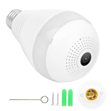 Smart rörelsedetekterande säkerhetskamera med glödlampsintegration, dubbelband, WiFi, HD-bild, färg, nattseende, fjärrvisning, panorering,