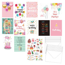 Birthday Card Set with Envelopes, Handwritten Style, DIY Personalization, Bulk Assorted Designs for Parties & Gifts
