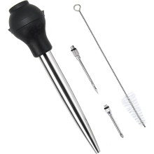Best Utensils Stainless Steel Turkey Baster Commercial Grade Quality Silicone Bulb Including 2 Marinade Injector Needles And Brush For Easy Clean Up