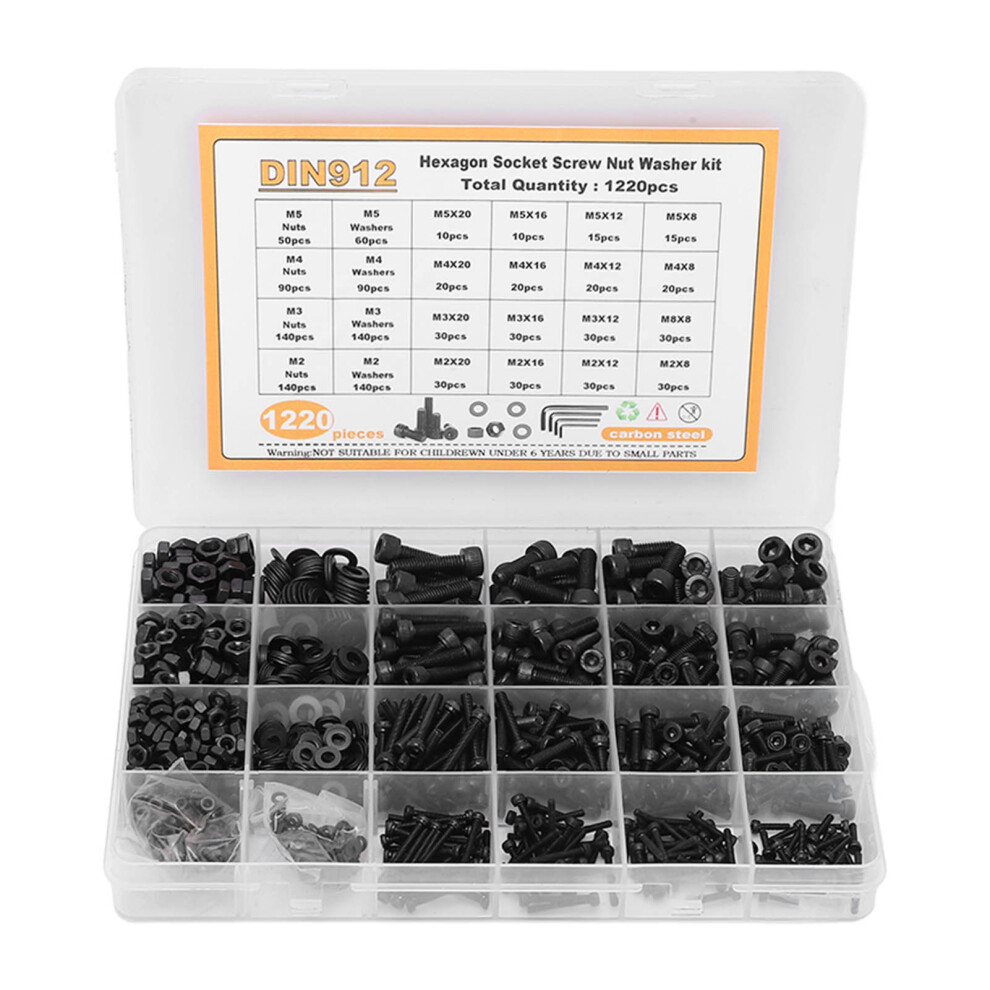 Metric Fastener Assortment Kit Carbon Steel Screws Bolts Nuts And Washers Corrosion Resistant Smooth Surface Easy Installation Durable Hardware For 9071309576849