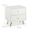 White Bedside Table with Gold Legs, 2 Drawers 3
