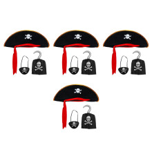 12Pcs Classic Black Pirate Hats Halloween Cosplay Props for Parties