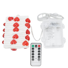 Indoor Outdoor Celebration Lights, Heart Shaped String Lights for Valentine's Day Decorations, Battery Operated Fairy Lights, Waterproof LED Twinkle