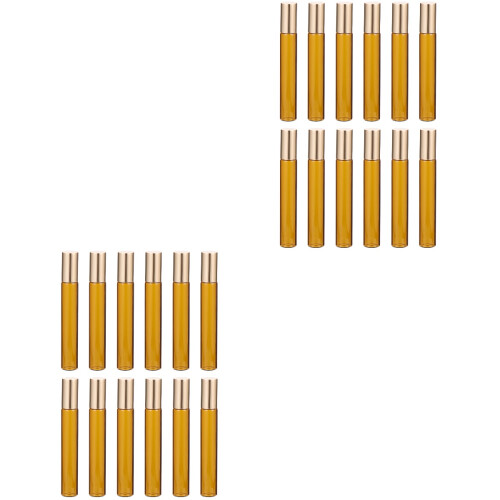24Pcs Light Brown Empty Roller Bottles for Liquids Easy Refill 1