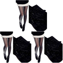 3Pcs Shiny Black Stockings Comfortable High Elasticity Pantyhose