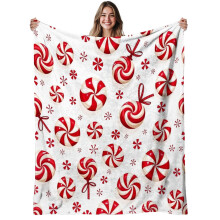 1 phíosa Bratchéad Flannéil Candy Swirls, Bog & Te, Prionta Fhéile don Tolg/Leaba – Úsáid Uile-Séasúrach, Maisiúcháin Oíche