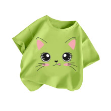 Camisetas de manga curta para meninas com estampa de animais, camisetas de verão com gola redonda, verde menta, tamanhos 2 a 4 anos.