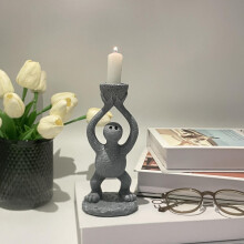 Castiçais de Natal em Forma de Estátua – Escultura Abstrata de Vento, Figura de Resina Segurando Velas, Decoração para Altar e Casa,