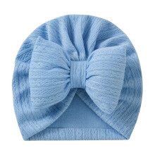 Baby knitted hairbands solid color bow flower sky blue