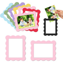 12 stk. magnetiske fotorammer med kamskjell, 2,5 x 3,5 tommer, gjenbrukbare kjøleskapsmagneter i pastellfarge til hjem, skole, kontor, kjøkken og