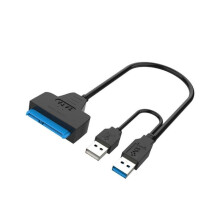 Cábla Oiriúntóra Dúbailte USB3.0 go Sraitheach ATA Luas Tapa le Cosaintí Ró-shrutha Tógtha Isteach do Thiomántán Crua Deisce 2.5/3.5 orlach