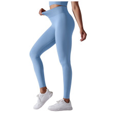 Dames sportlegging met hoge taille en buikcontrole, lichtblauw, maat M