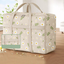 Bolsa de viagem e organizador de armazenamento, sacola grande de lona com estampa de margaridas, alças, zíper e fecho de botão de pressão para