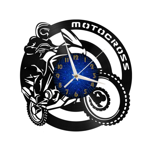 Ρολόι τοίχου με βινύλιο Motocross για διακόσμηση κουζίνας Τέχνη τοίχου Δώρο για τον