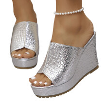 Willtoo Women's PU Platform Wedge Slides, Wide Strap Fish Mouth Sandals – Non-Slip, Dressy for Prom, Wedding & Casual Wear