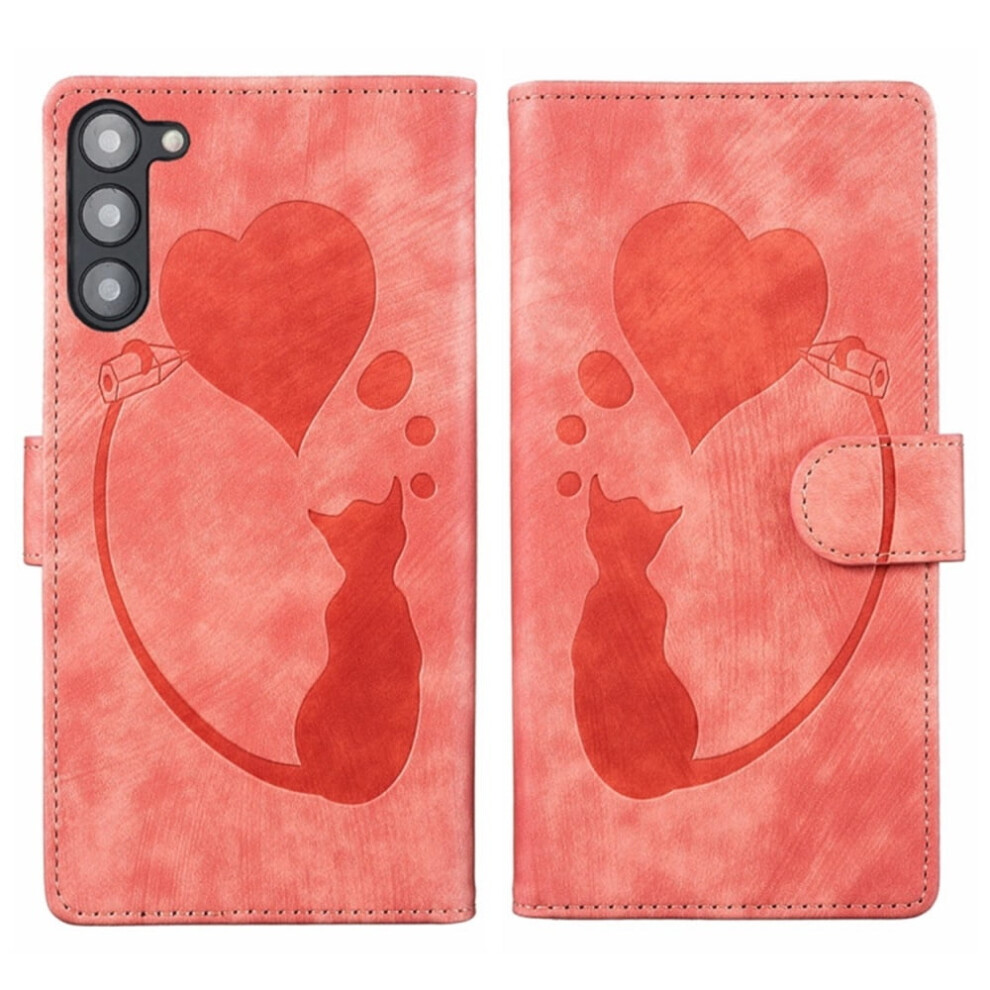 Pu Leather Flip Wallet Case With Magnetic Closure & Card Slots, Compatible With Samsung Galaxy S23+ 5G 6.6" Orange 9340959401338