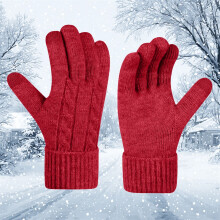 Touchscreen-Handschuhe Unisex Fleecegefüttert Thermostrick Rot
